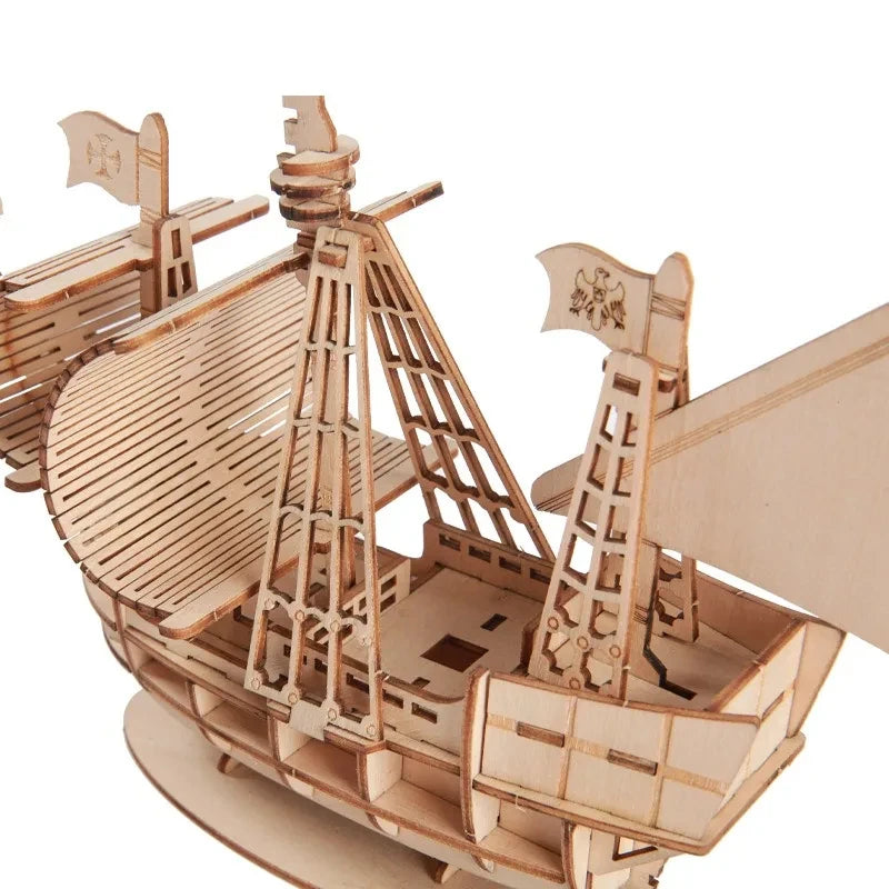 3D Wooden Sailboat Puzzle Model