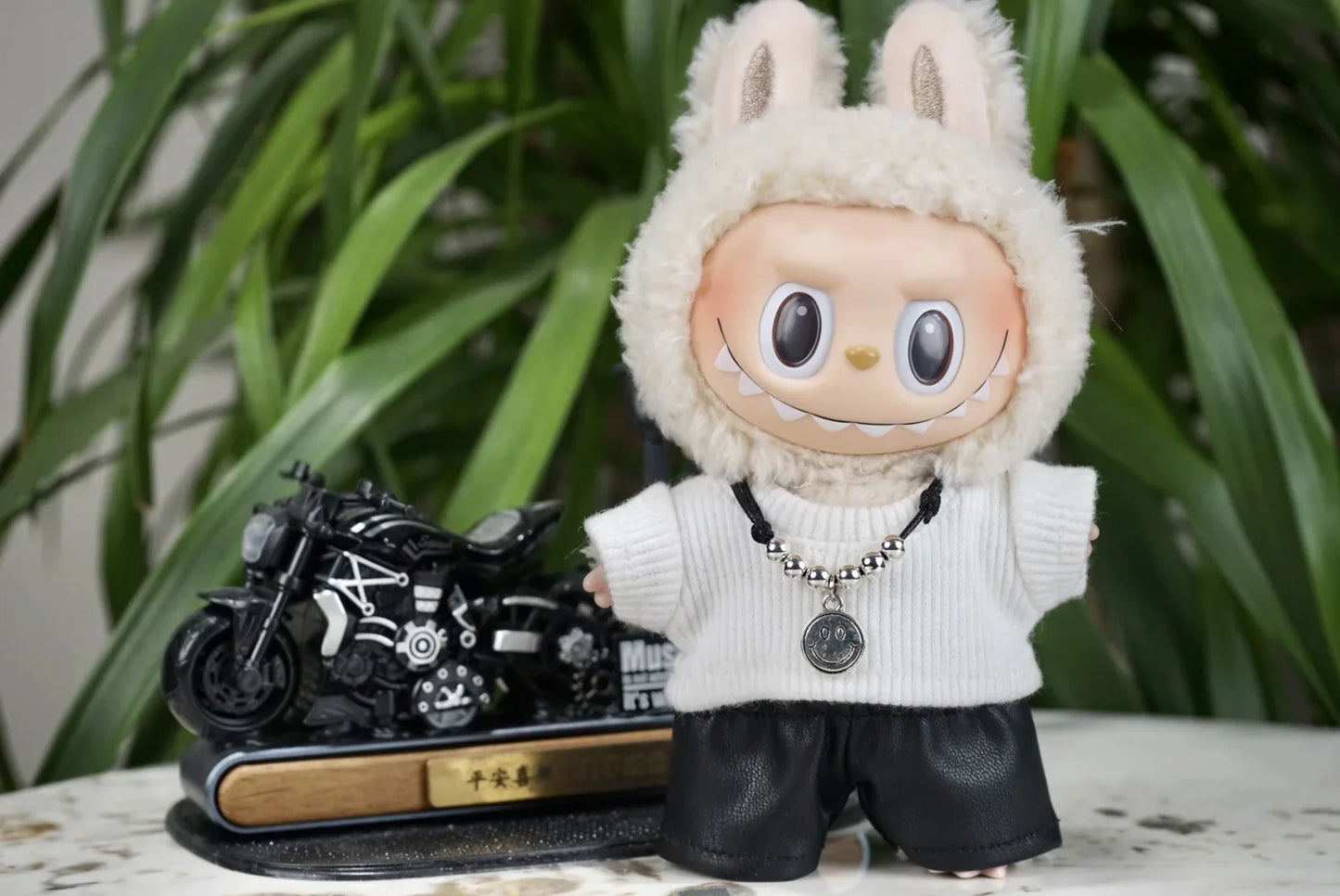 Labubu White Tee & Leather Set