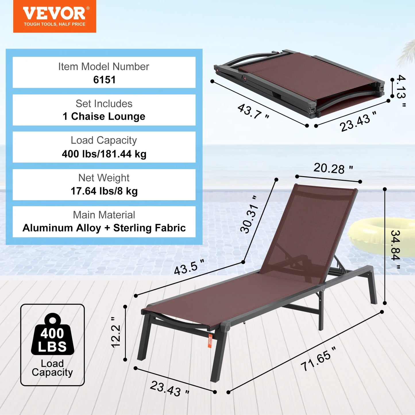SucceBuy Outdoor Aluminum Chaise Lounge