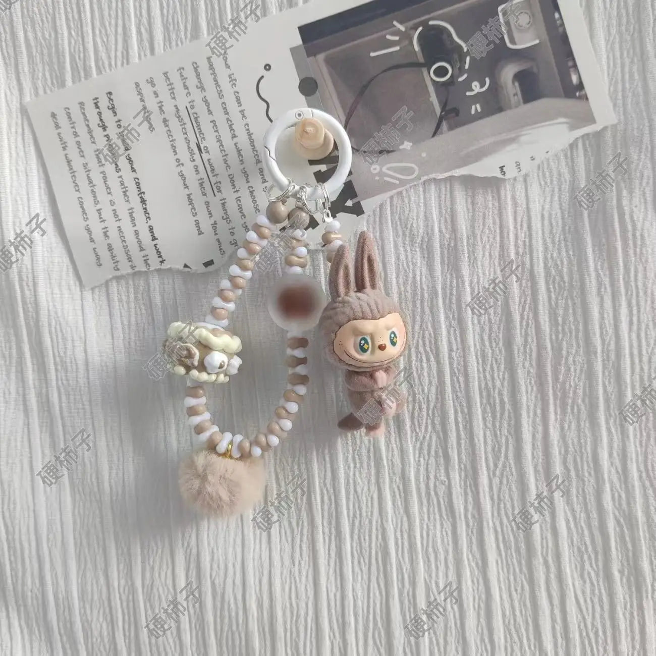 Labubu Yoga Mini Flocking Keychain Pendant