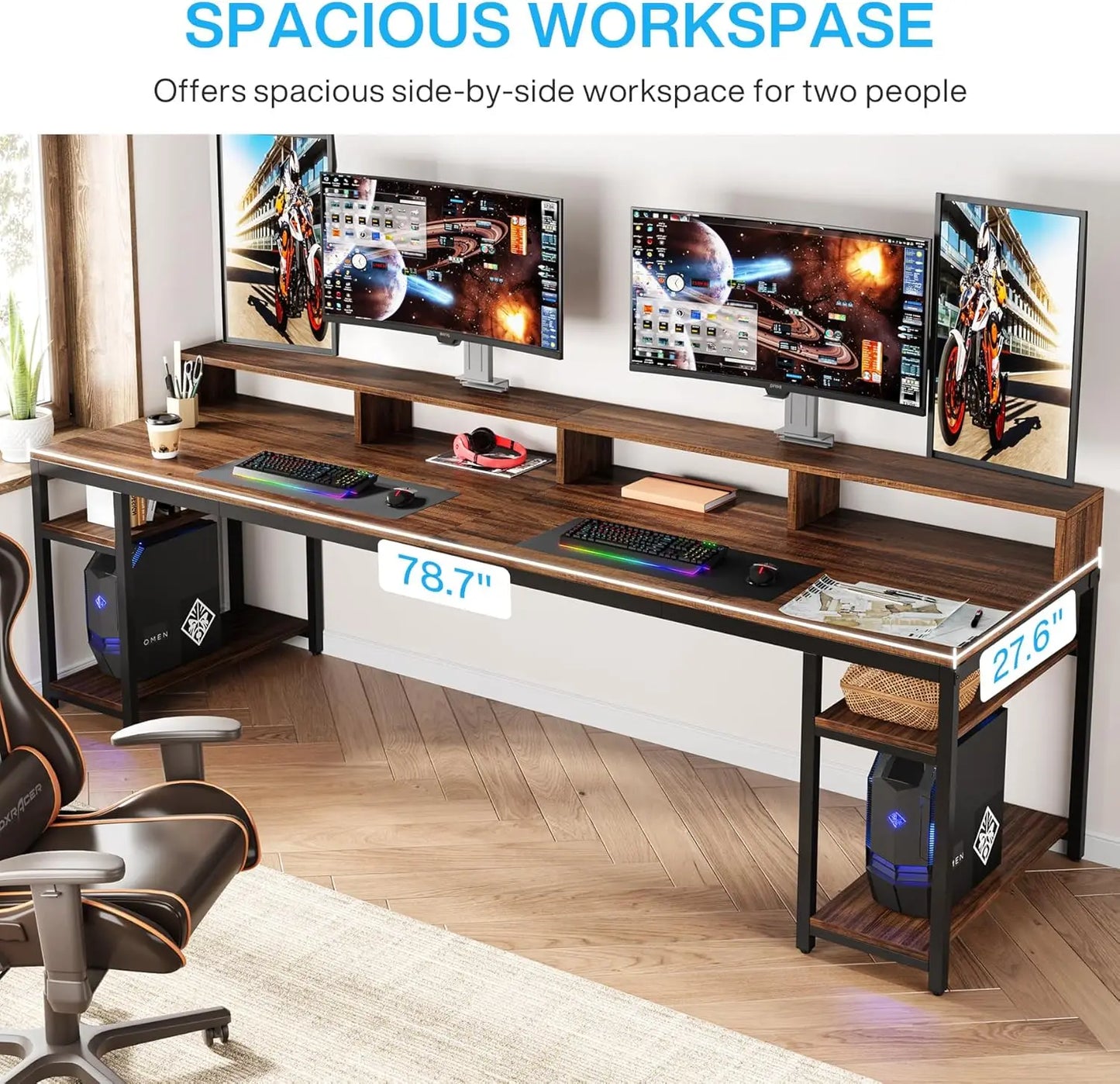 78.74" Two-Person Office Desk