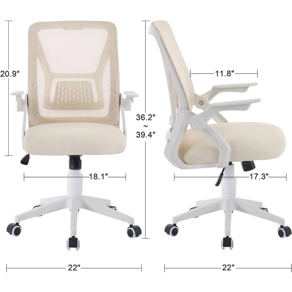 Beige Mid-Back Ergonomic Desk Chair