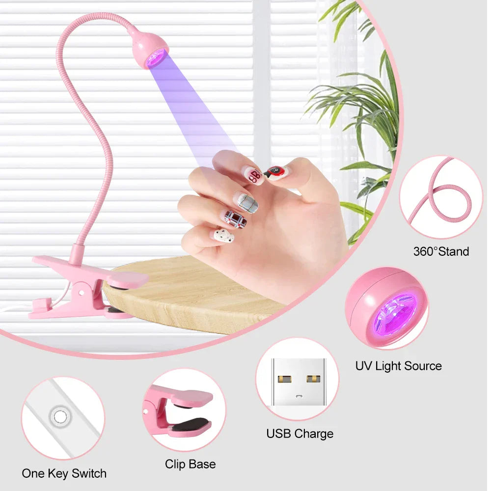 Compact Clip-On UV Nail Lamp