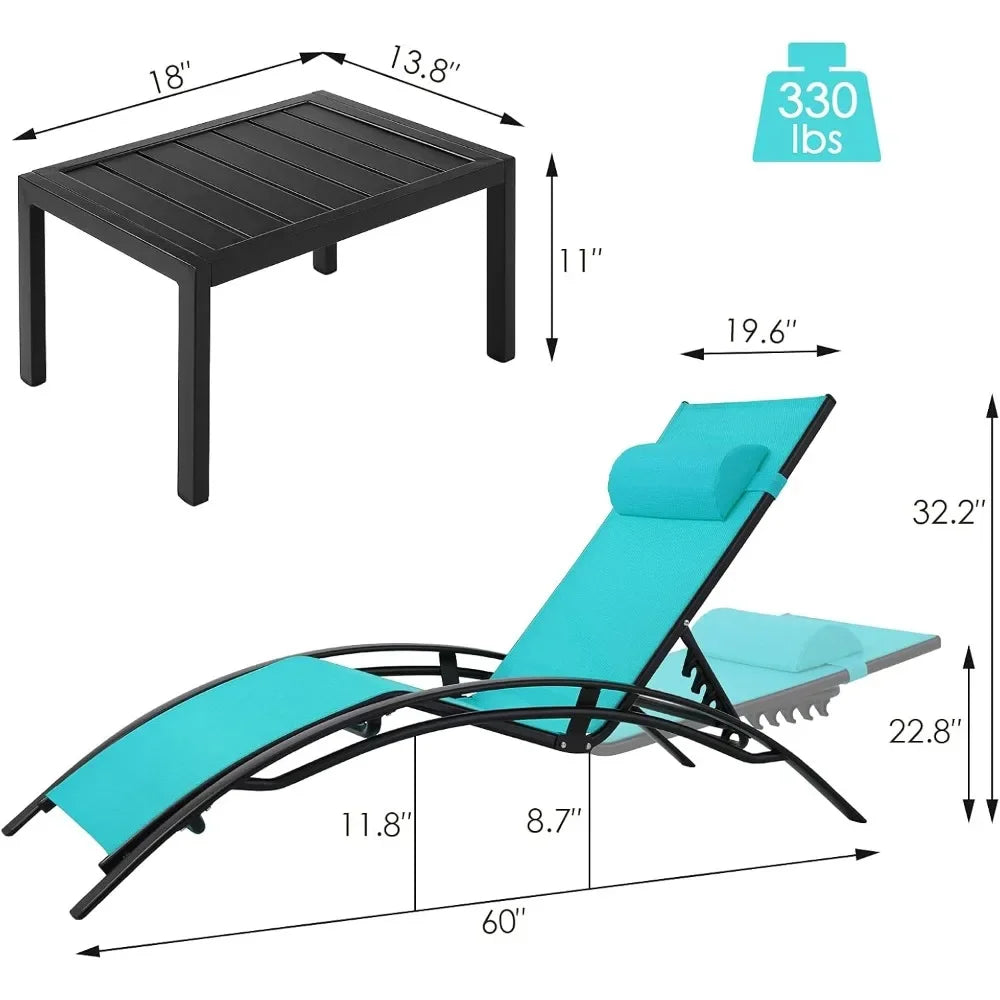 ZUIYU Adjustable Patio Chaise Lounge Set