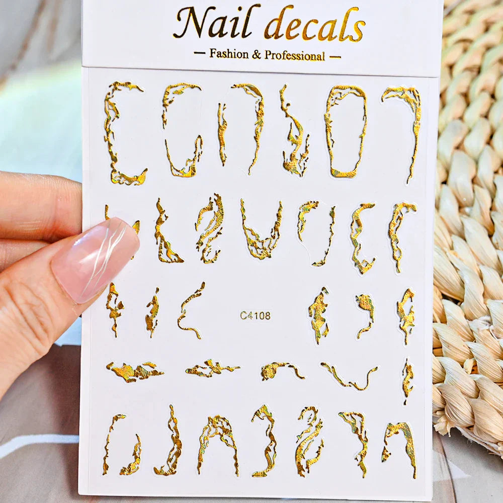 3D Metal Flame Nail Stickers