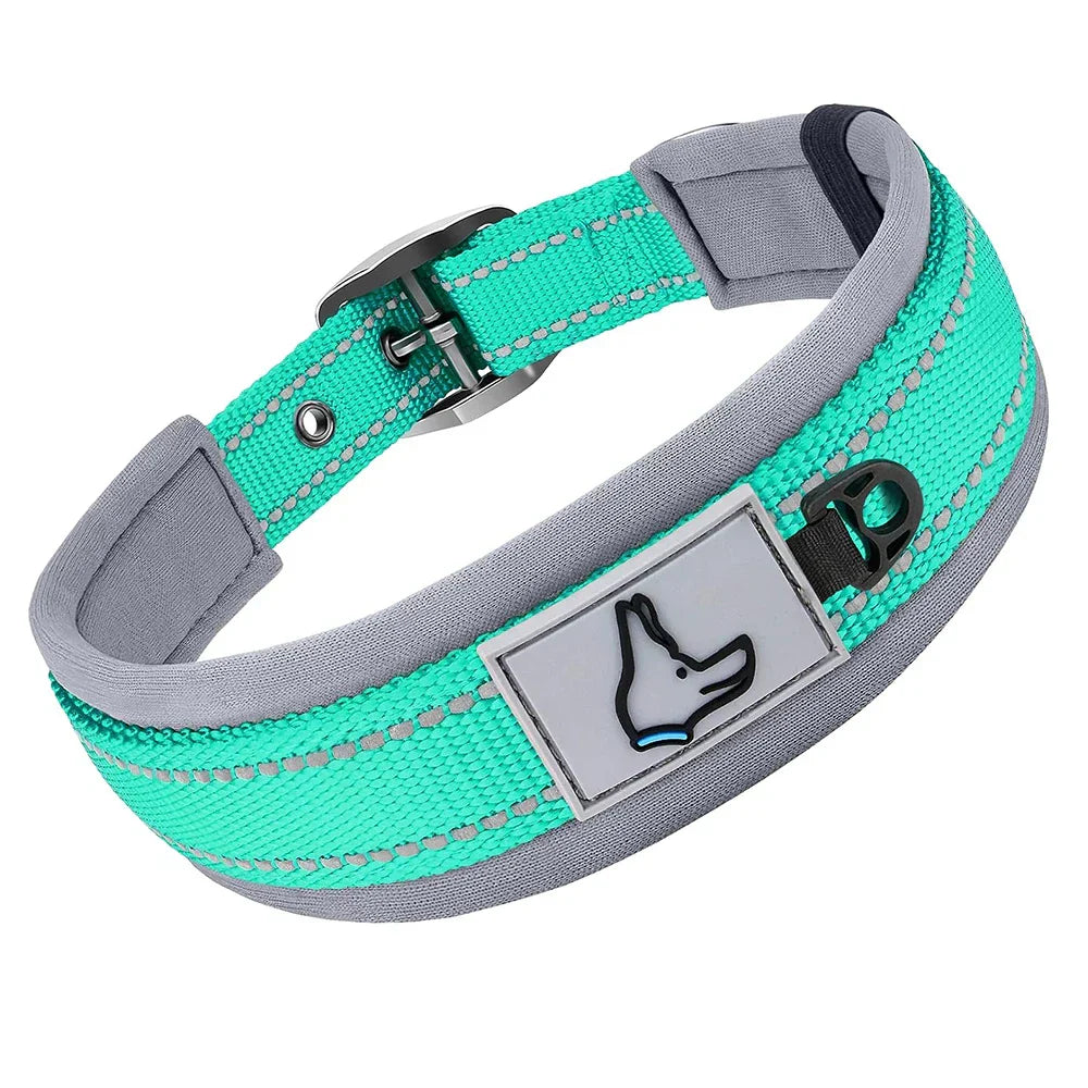 Padded Reflective Nylon Dog Collar