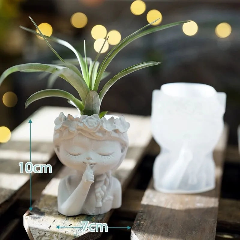 Girl Head Flower Pot Mold