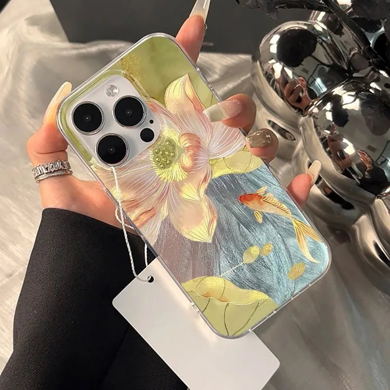 Golden Lotus Koi iPhone cover