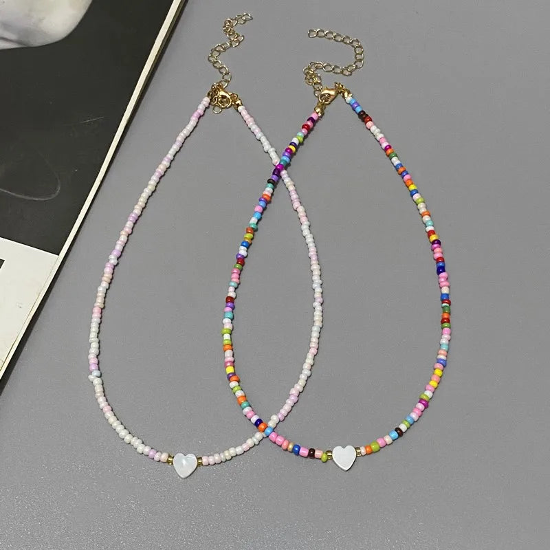 Colorful Shell Heart Choker