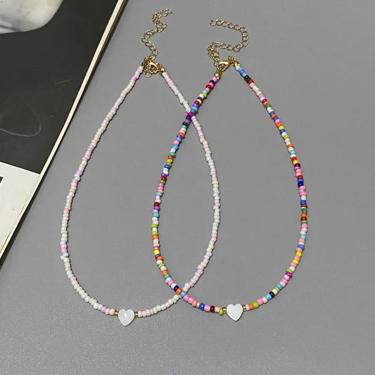 Colorful Shell Heart Choker