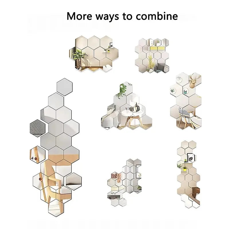 Hexagon Mirror Wall Sticker Set