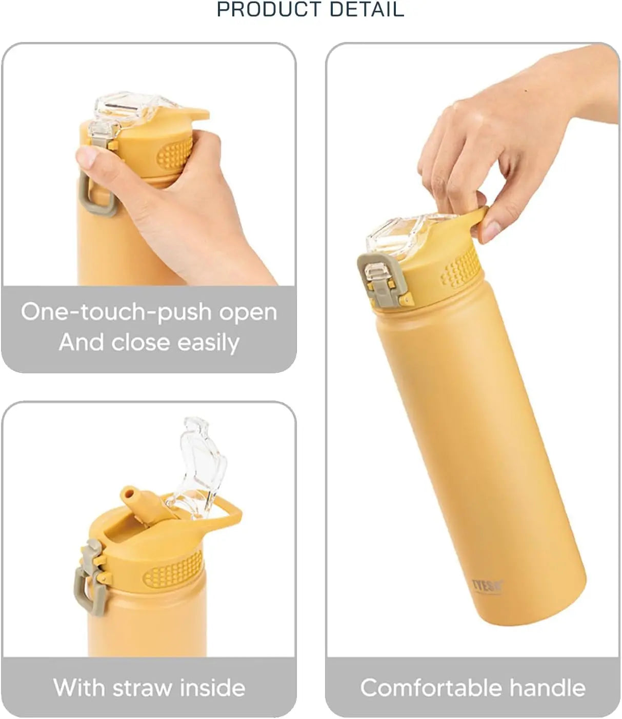 750 ML Stainless Steel Water Bottle with Straw