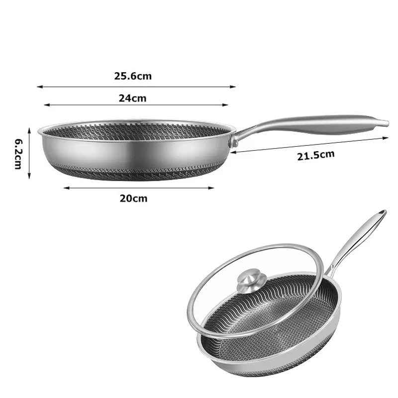 Stainless Steel Honeycomb Frying Pan