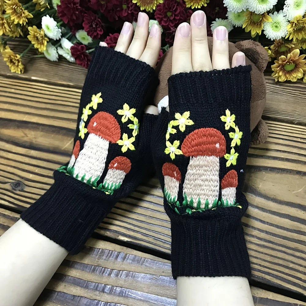 Women’s Knitted Mushroom Gloves