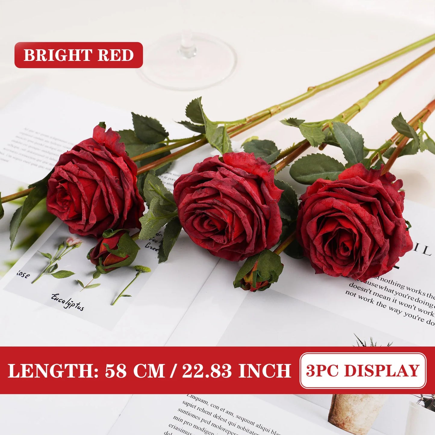 Artificial Red Rose Branch