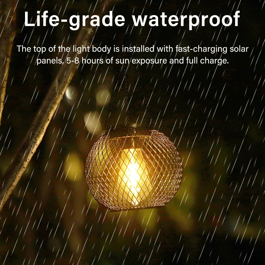 Outdoor Solar Hanging Iron Lantern