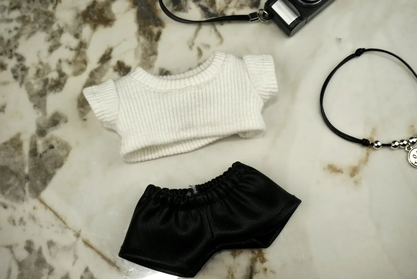 Labubu White Tee & Leather Set