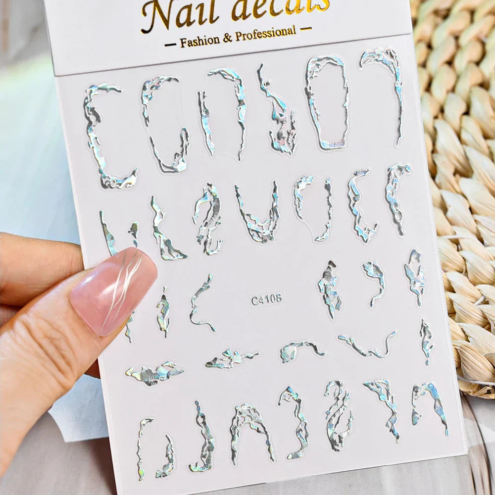 3D Metal Flame Nail Stickers