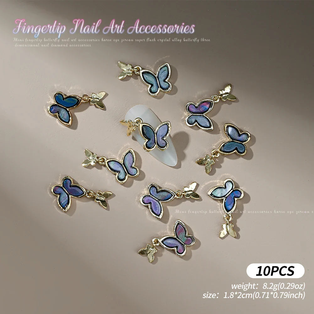 Gold/Silver Butterfly Nail Charms