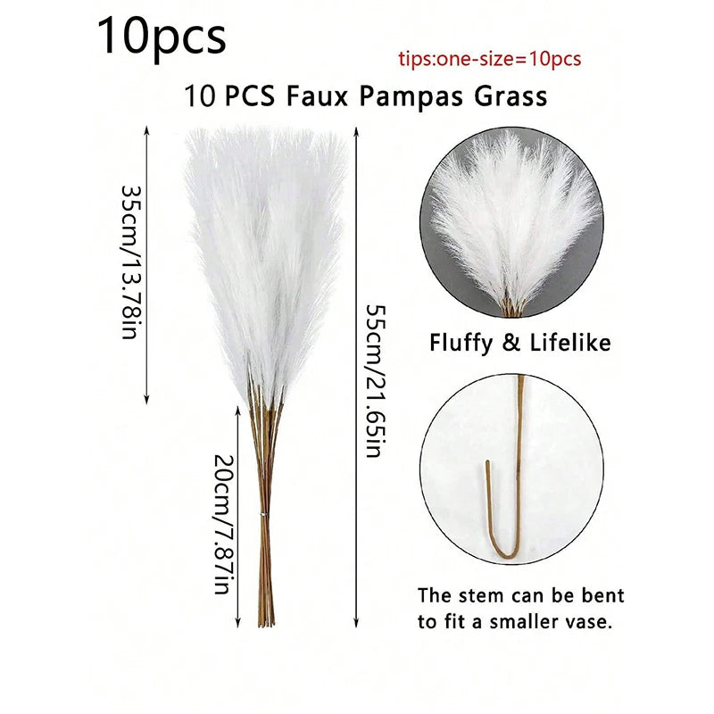 White Faux Pampas Grass Set