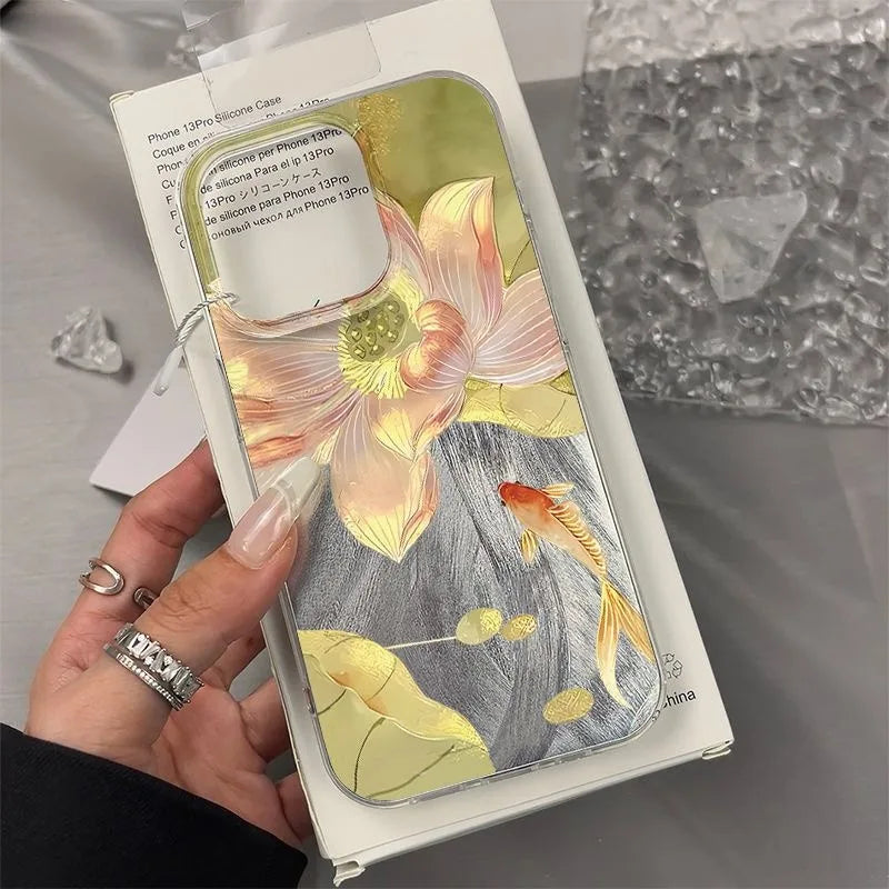 Golden Lotus Koi iPhone cover