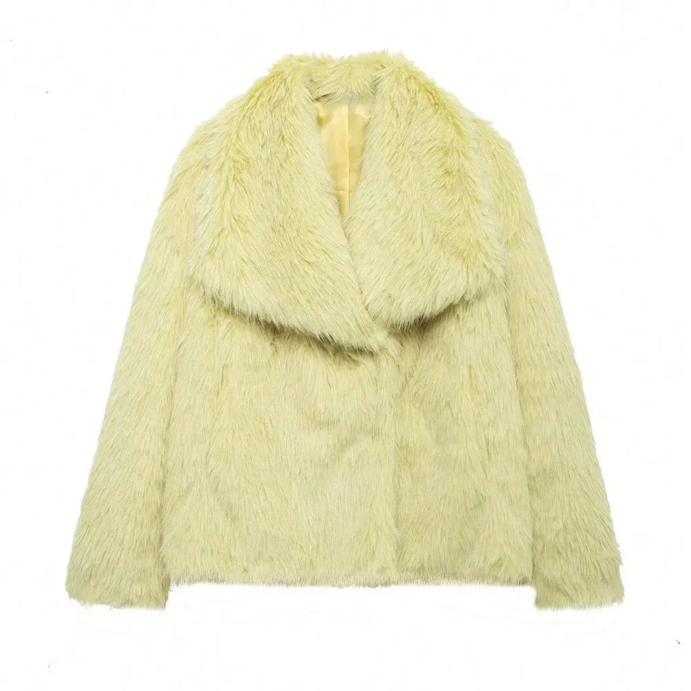 HH Women Elegant Faux Fur Coat