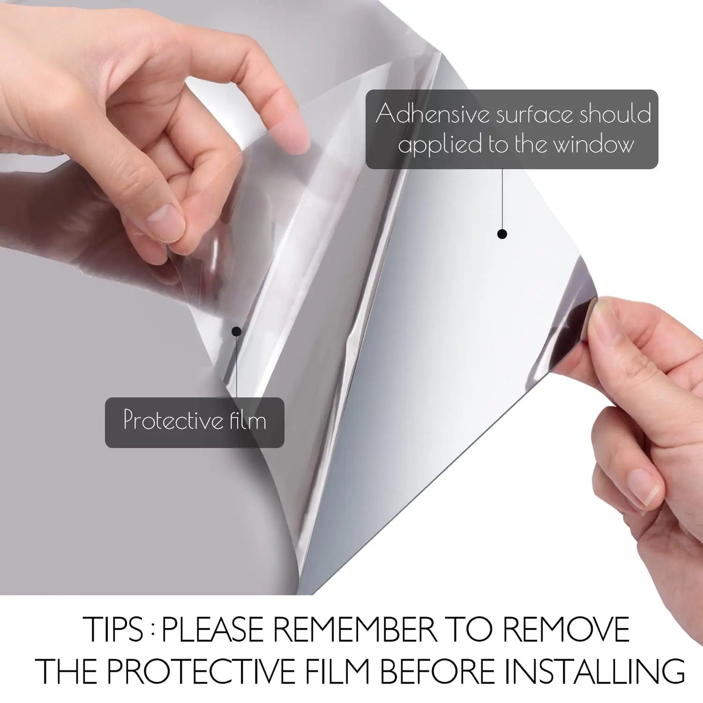 One Way Window Privacy Film Anti Look Glass Vinyl Stickers UV Blocking Tint Foil Non-Adhesive Static Cling Window Mirror Film