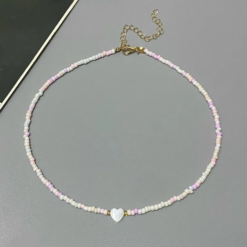 Colorful Shell Heart Choker