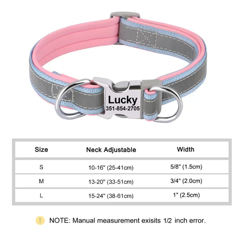 Reflective Personalized Nylon Dog Collar