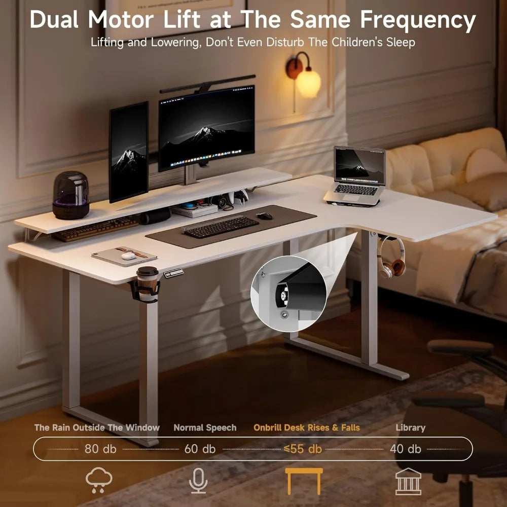 DAFIFY 63x43" Electric L-Shaped Desk