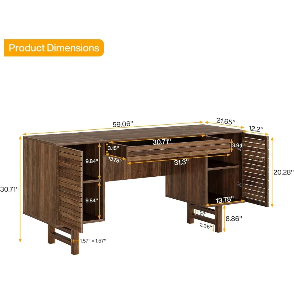 59-Inch Rustic Executive Desk