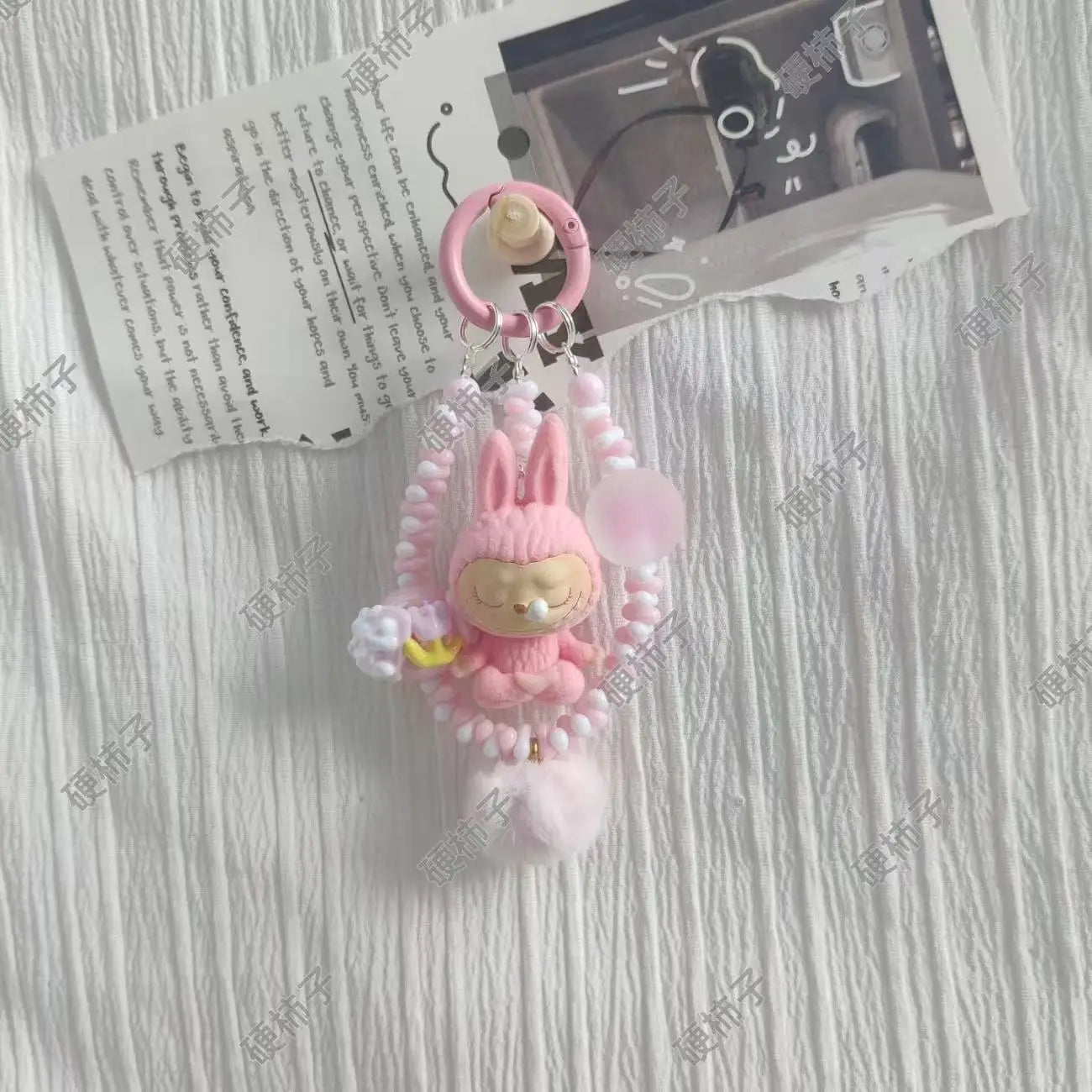 Labubu Yoga Mini Flocking Keychain Pendant