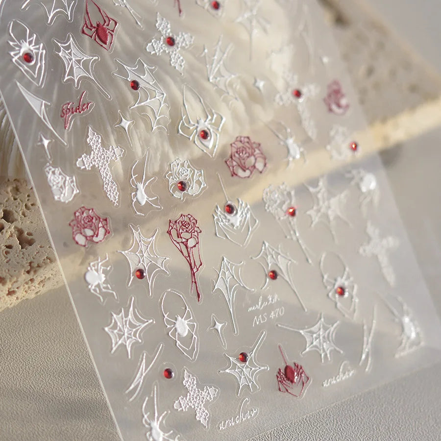 5D Spider Web Nail Sticker