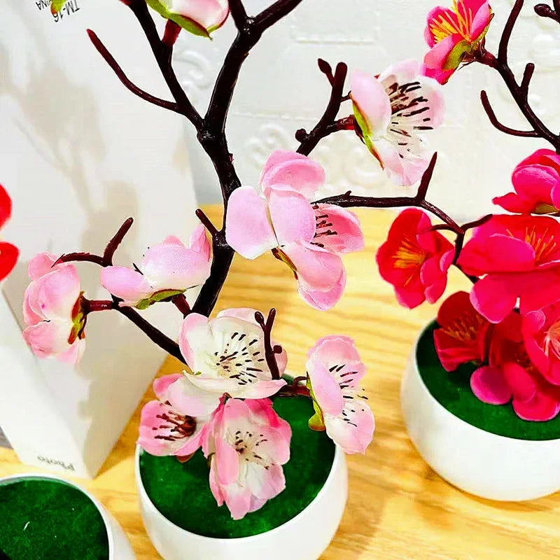 Artificial Plum Flower Pot