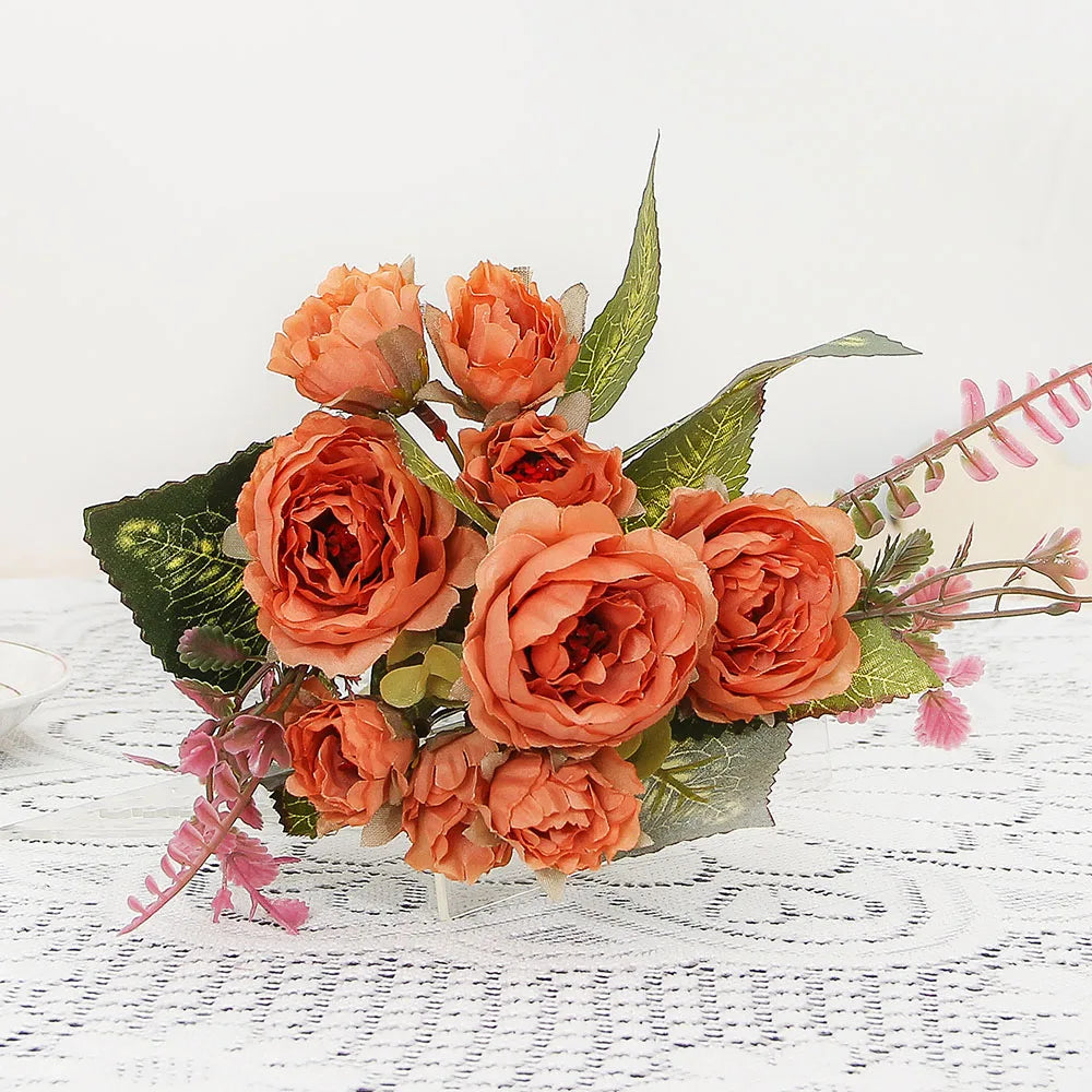 NANDI Artificial Rose Bouquet 9 Heads