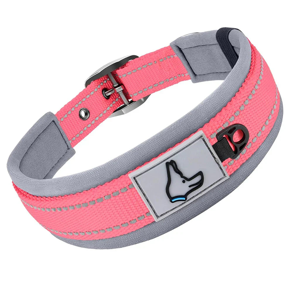 Padded Reflective Nylon Dog Collar