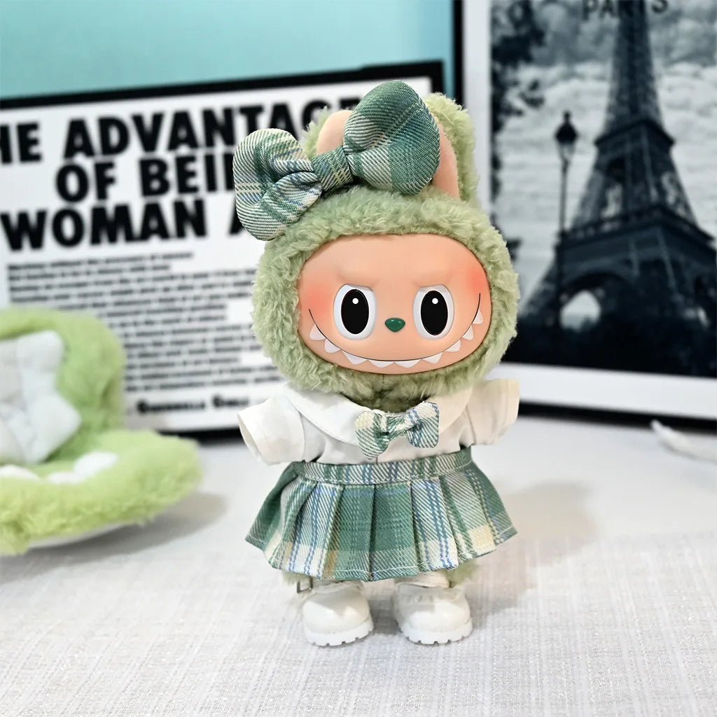 POP MART Labubu Doll 17cm JK Skirt Outfit Set