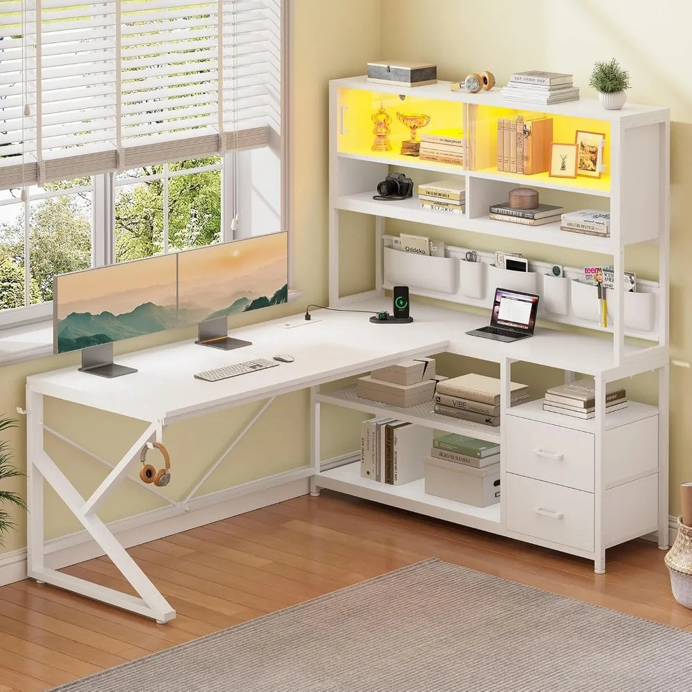 CHENGWEI L-Shaped LED Gaming Desk