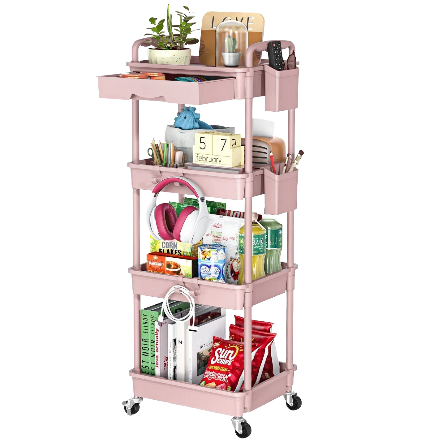 4-Tier Rolling Utility Cart with Drawer