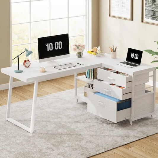 ANGDUO L-Shaped Industrial Office Desk