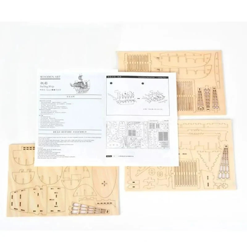 3D Wooden Sailboat Puzzle Model