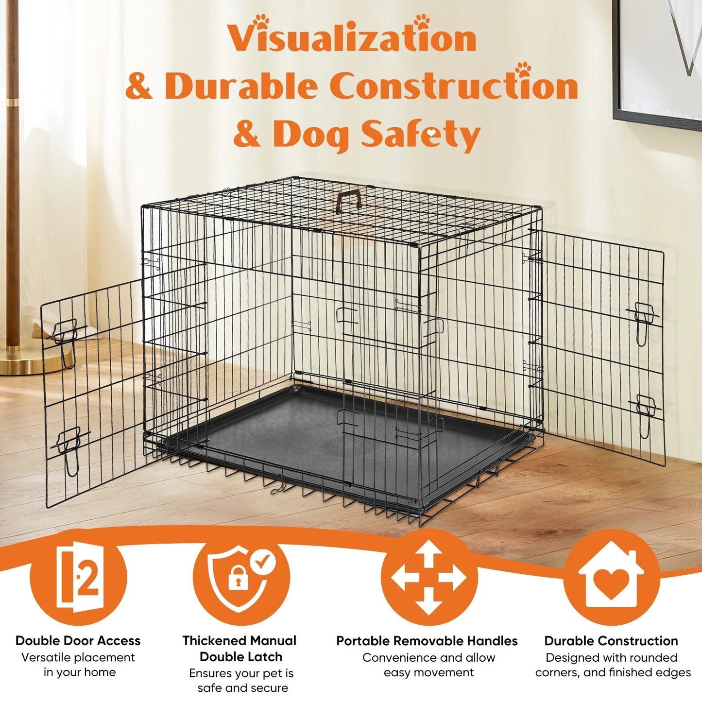 JHK Folding Metal Dog Cage Extra Large