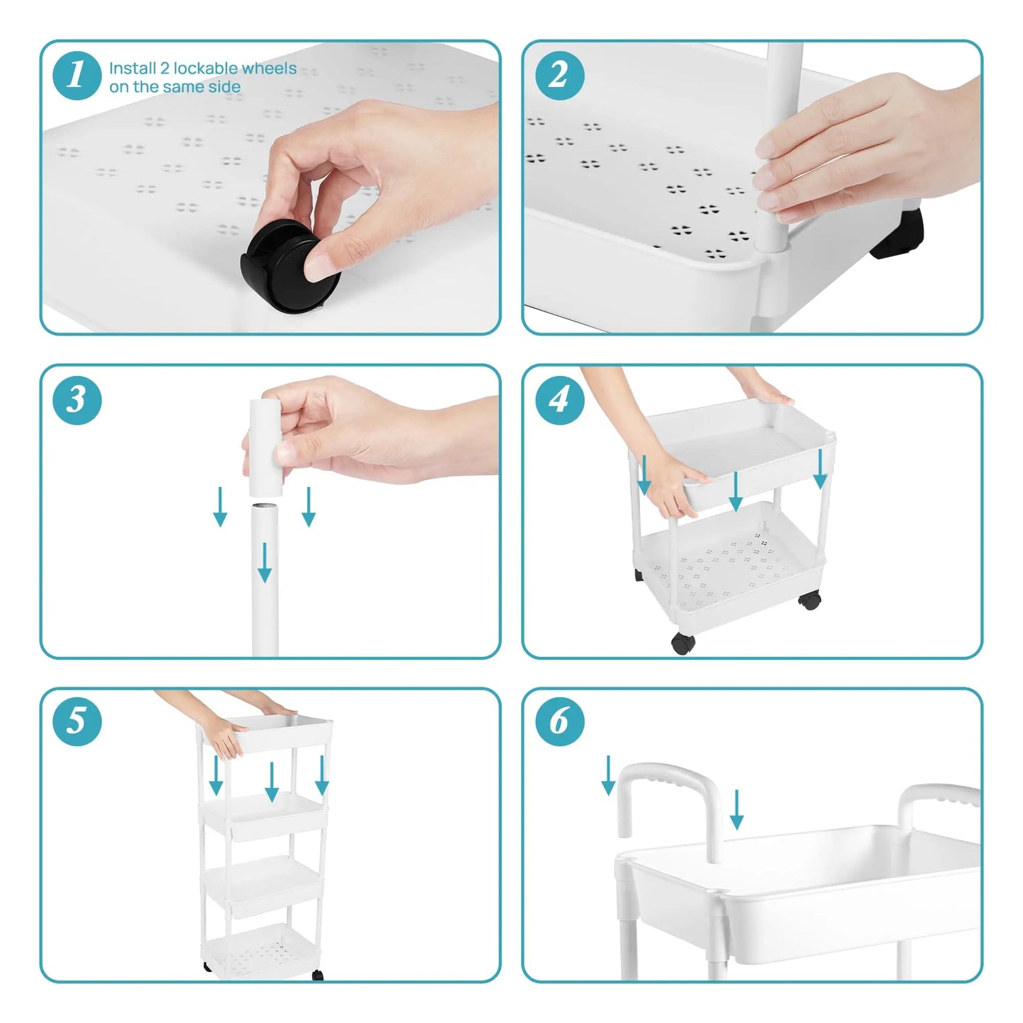 Plastic Rolling Utility Cart with Handle