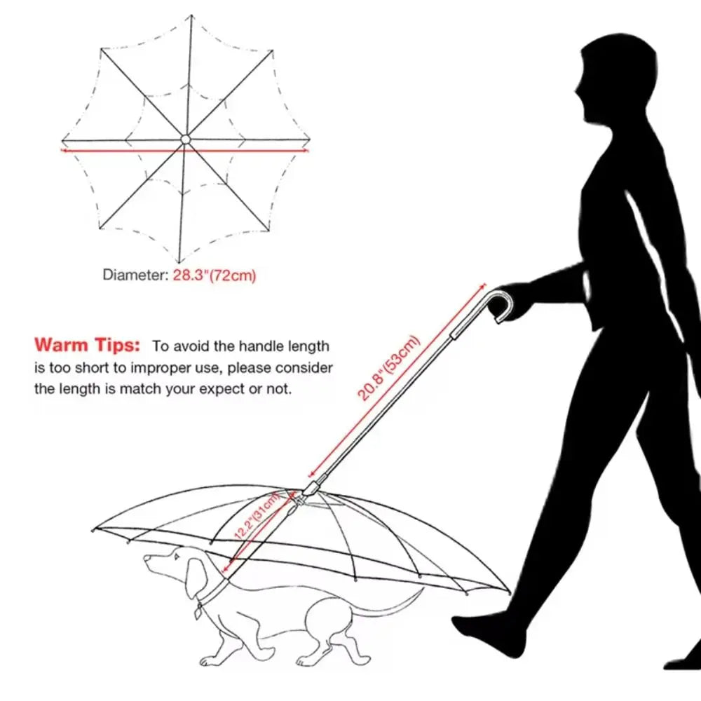 Clear Dog Umbrella with Leash