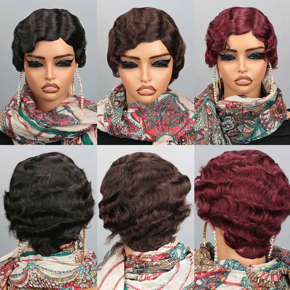 Short Finger Wave Human Hair Wig