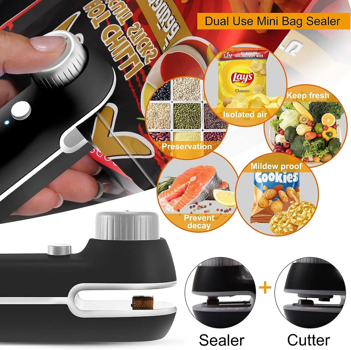 Rechargeable 2-in-1 Mini Bag Sealer