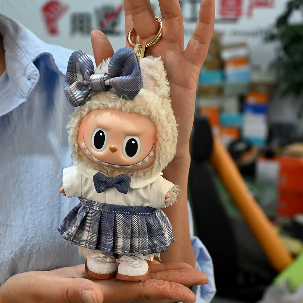 POP MART Labubu Doll 17cm JK Skirt Outfit Set