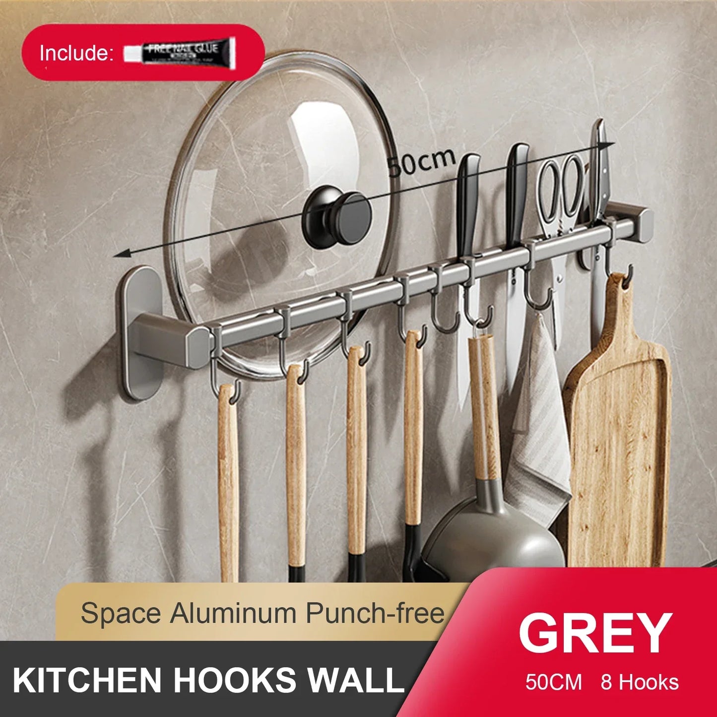 No-Punch Wall Kitchen Rack