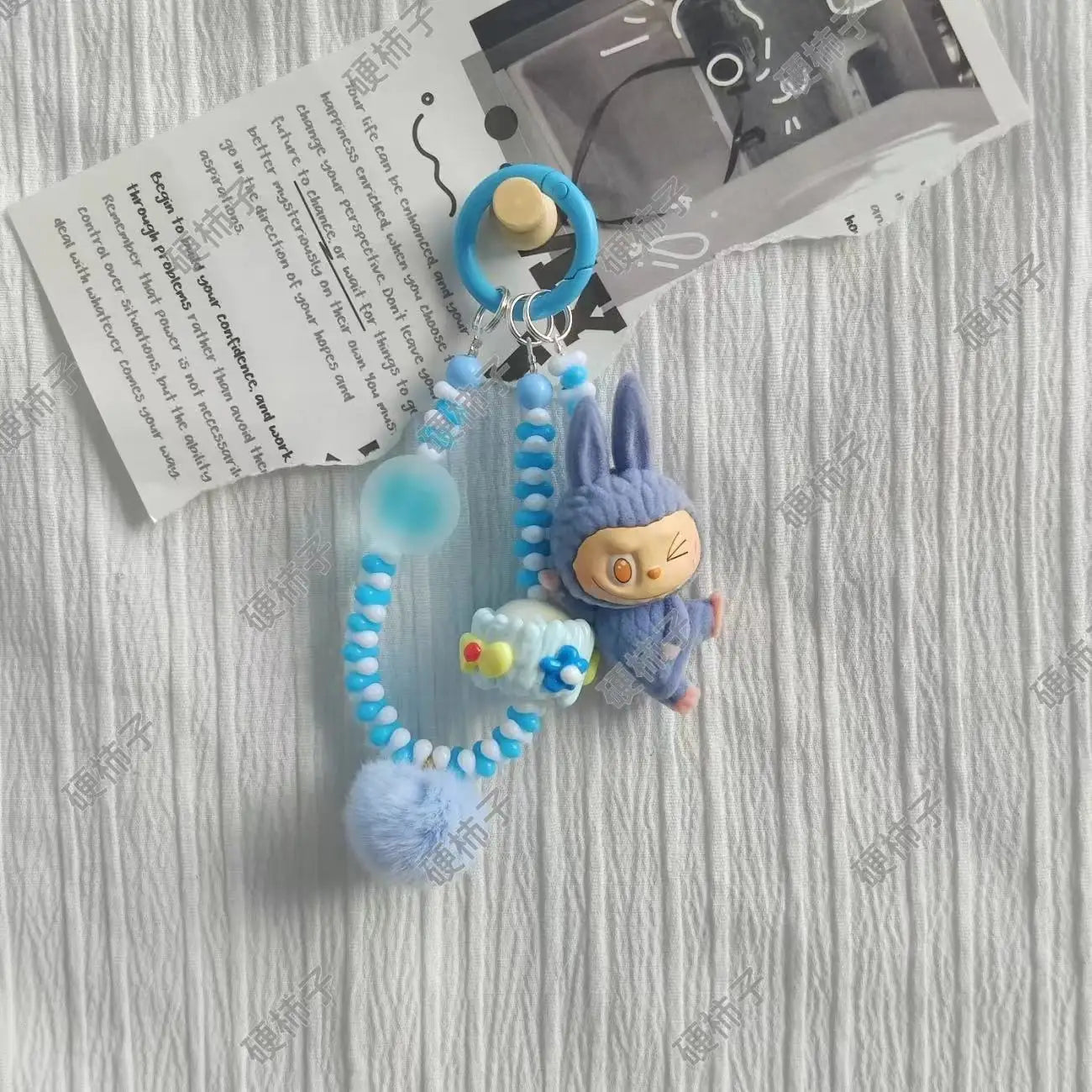 Labubu Yoga Mini Flocking Keychain Pendant