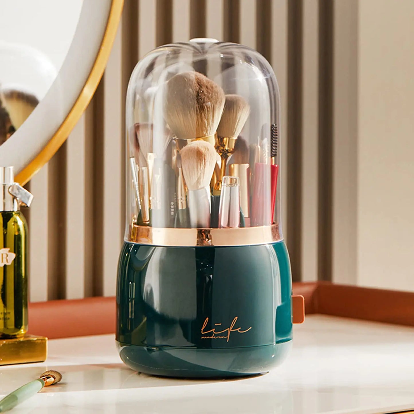 360° Rotating Makeup Brush Organizer